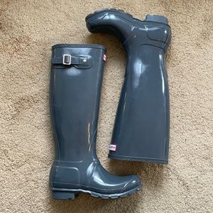 Tall Gray Hunter Rain Boots